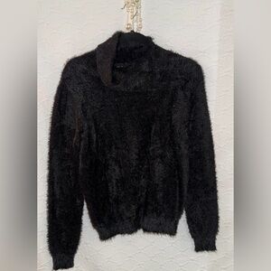 mittoshop Black Faux-Fur Turtleneck Sweater